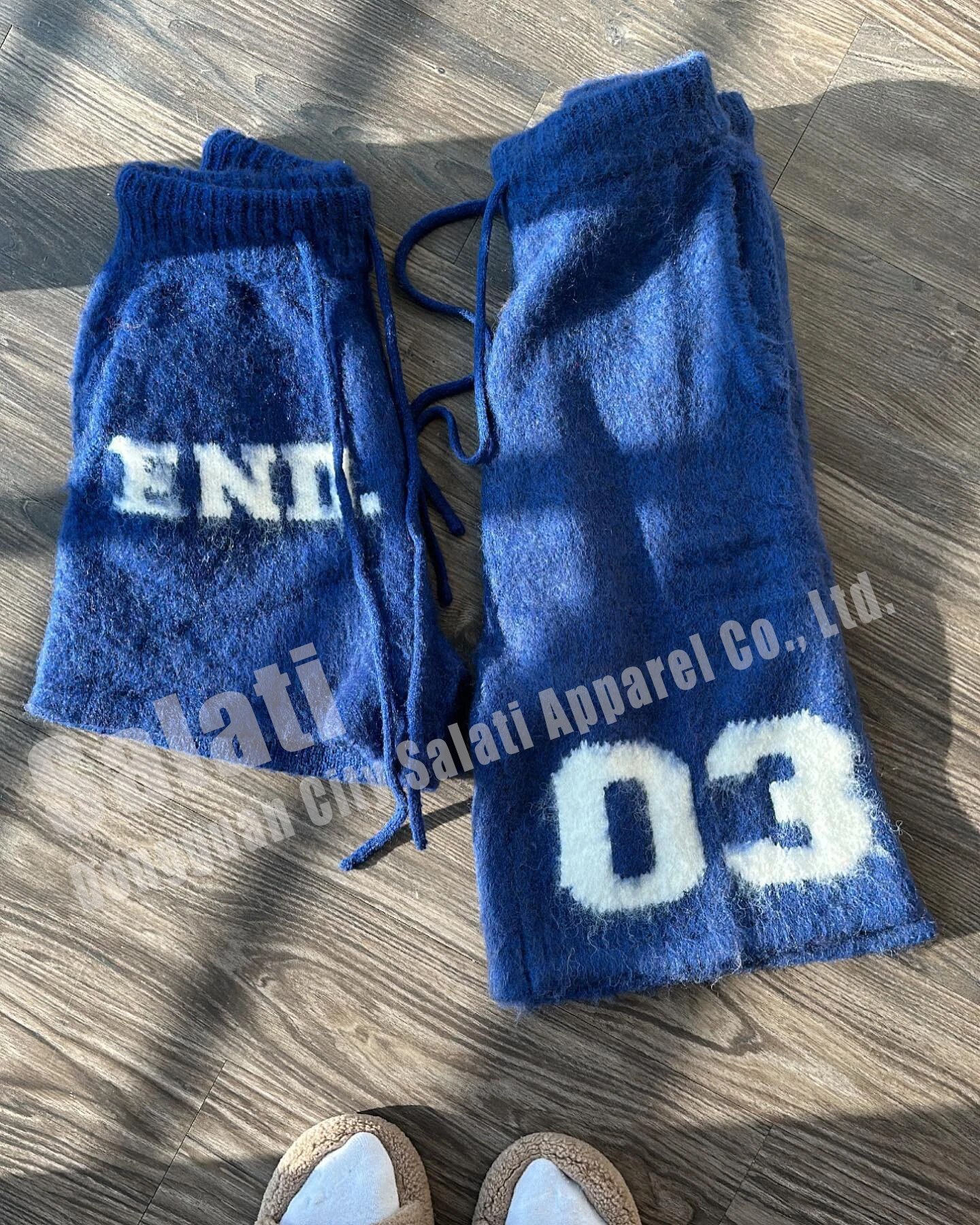 Custom Unisex Mohair Wool Shorts Pants Print Oversized Below Knee Drawstring Streetwear Fluffy Fuzzy Kinit Mohair Shorts for Men gallery 7