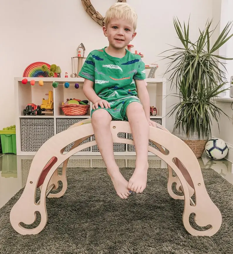 Деревянная детская лодка-качалка Xiair, доска-качалка для малышей, образовательная Радужная доска Монтессори Вальдорф