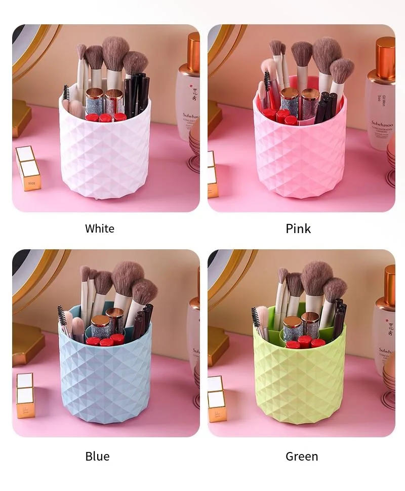 360 Rotating Makeup Brush Holder Portable Desktop Makeup Organizer Cosmetic Storage Box Make up Tools Spinning Pencil Case Pet details