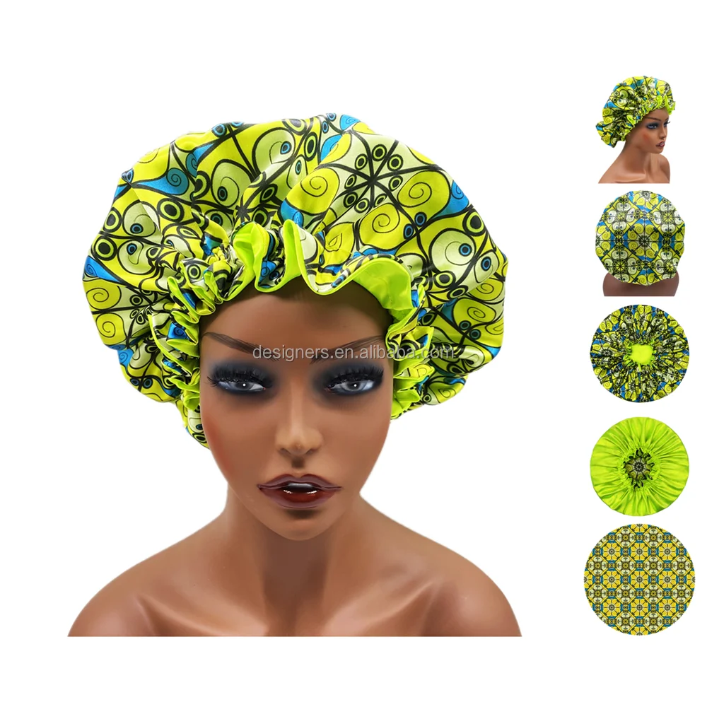 New Arrival Reversible Double Layer Silk Custom Print Shower Cap
