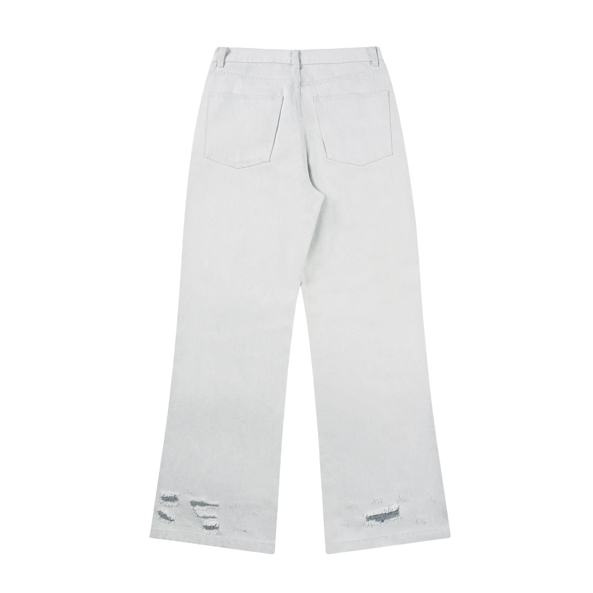 Ripped Cut White Jeans Men Loose A-line Slim Tall Pants Trend High