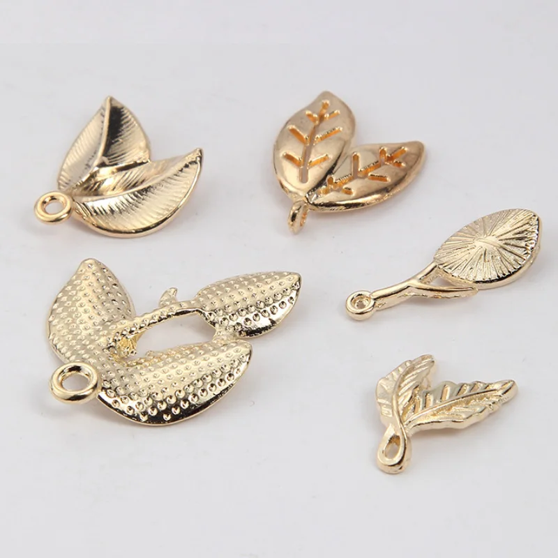 Metal  Gold Leaf Charm Pendant For Jewelry Making