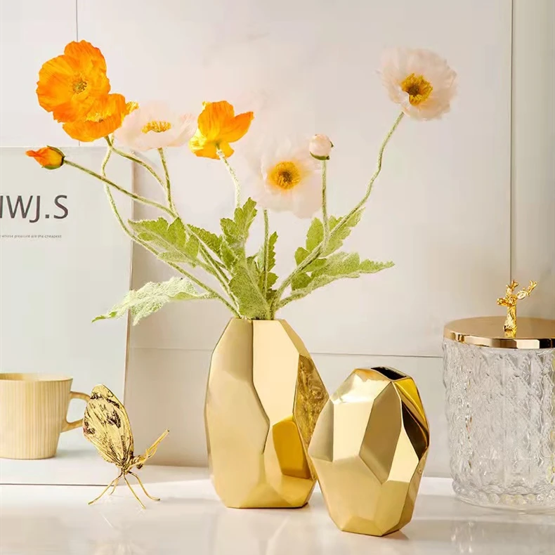 Luxury Gold Metal Home Decor Modern Metal Vase Home Decoration Vases