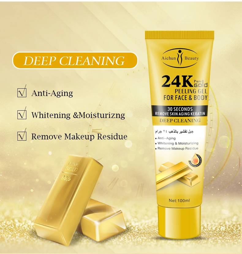 OEM 24k Gold Peeling Gel Face & Body Wash Cleaning Removes Dead Skin Whitening Peeling Face Gel