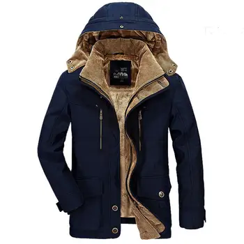 Mid-length Plus Thick Cotton-padded Jacket Winter Hooded Parka Hat Removable Coat Men Jaqueta Masculina Plus Size 6XL