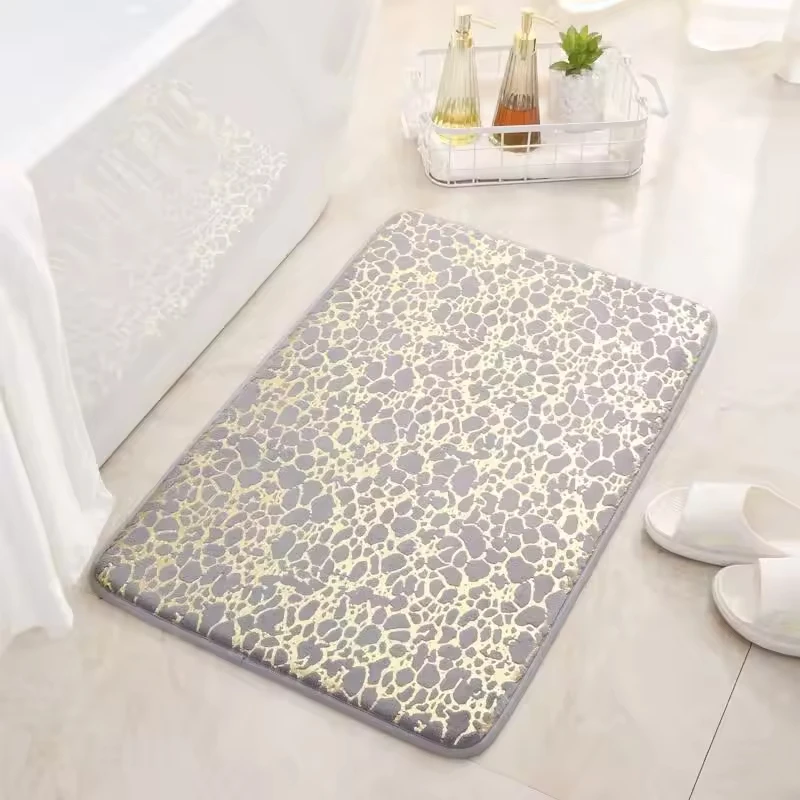 Leopard Print Memory Foam Bath Mat - Short Hair Edge, Breathable, 1.5 cm Thick, Absorbent, Non-Slip PVC Bottom, Bathroom Rugs and Floor Mats, Suitable for Kitchen and Entrance