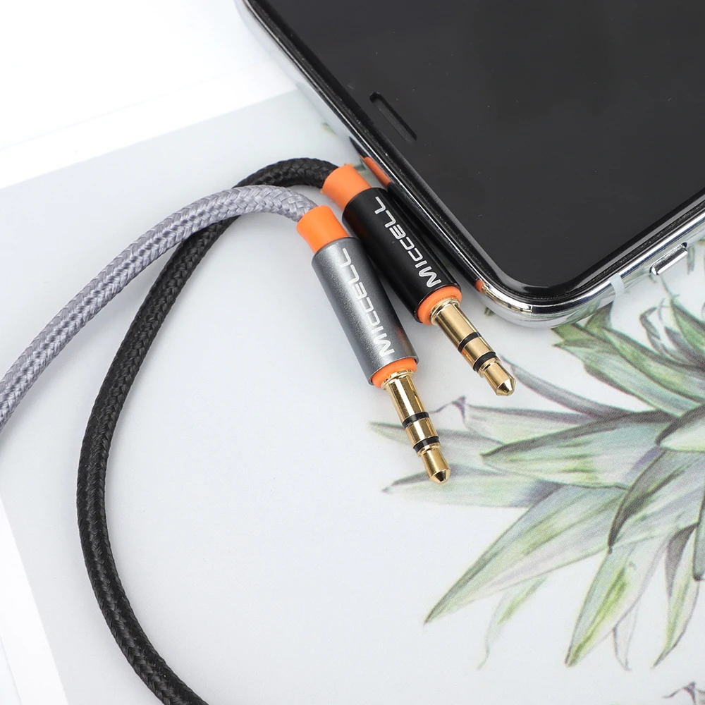 MICCELL aux cable audio 3.5mm audio aux cables 3.5 mm 1m braided y splitter stereo aux audio cable adapter