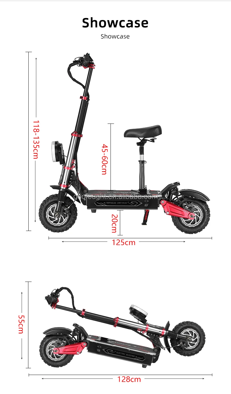 NFC/Password Start 11 Inch Off Road Scooter 38Ah Battery 100-120km Range 60V 6000W 80kmh 50mph Foldable Adult Electric Scooter