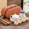 Paisaje de tinta de jade gordo mate, olla xi shi 4 tazas, bolsa ovalada naranja