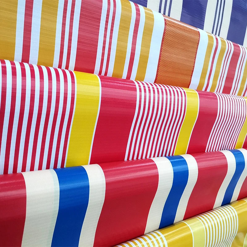 Green Pvc Strip Tarpaulin Screen Fence Pvc Coated Stripe Tarpaulin Awning Tarp Nylon Fabric Laminated Vinyl Sheet Roll Rollo