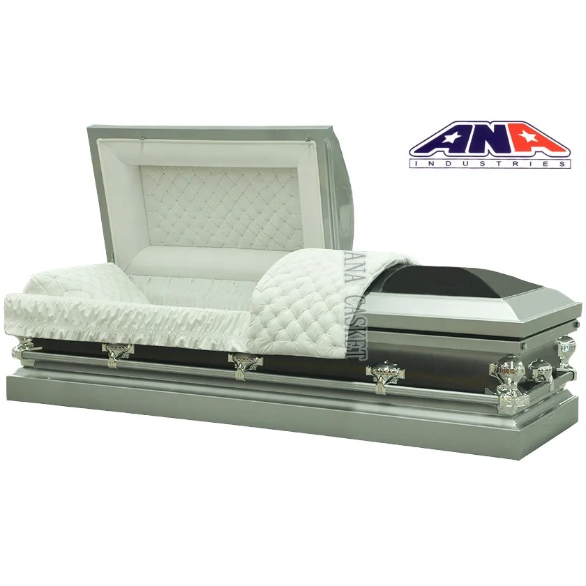 ANA Customization American Style Black and Silver Finish Funeral Metal Casket Coffins with Handle
