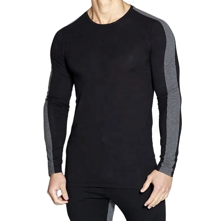 Wholesale Online Shopping Soft Cotton Spandex T Shirts Men Full Sleeve Black T Shirts With Sleeve Stripe Panel - Buy Stretch Cotton T Shirt,95 Cotton /5 Elastane T-shirt,Cotton Inner Long Sleeve