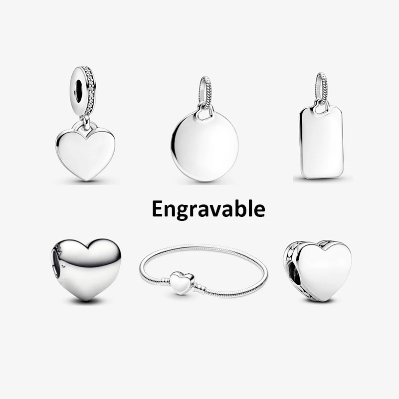 Personalised 925 Sterling silver charms bulk footprint engravable charms custom charms for pandora bracelets