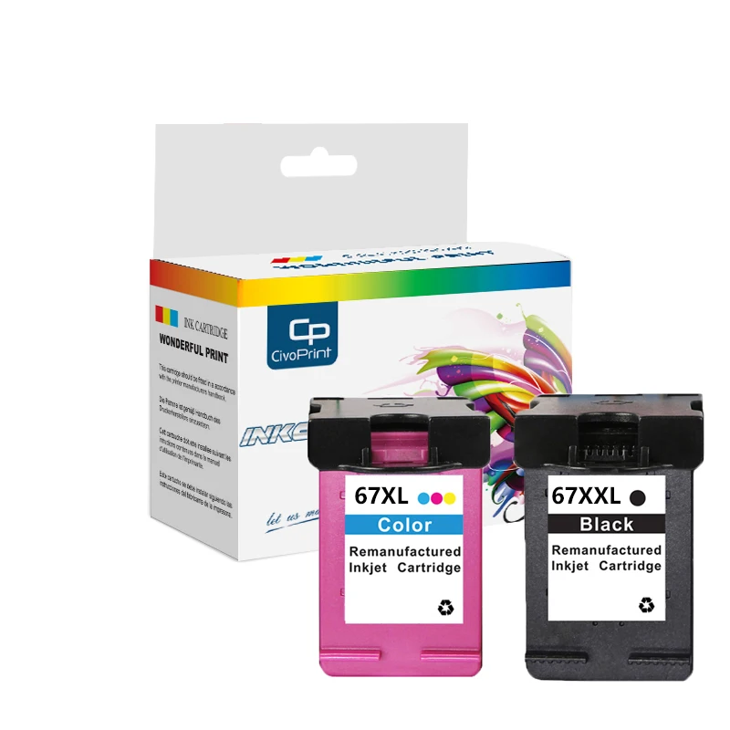 Amazon.com: 67xl - Cartucho de tinta compatible con HP Deskjet 2723 Envy  6020 6052 6055 Pro6420 6452 6455 6458 cartuchos de tinta, 1 par (color +  negro) : Todo lo demás