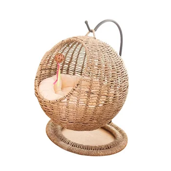 hanging wicker cat bed