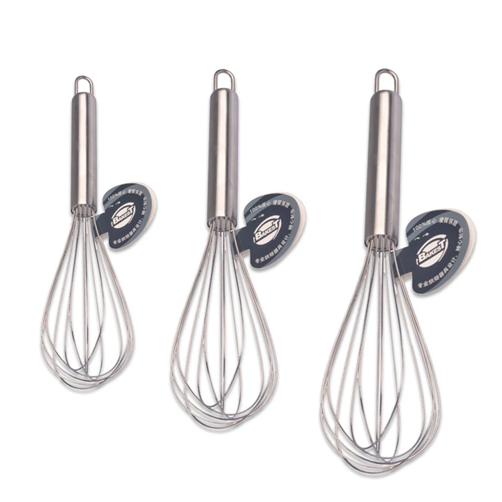 BAKEST  8/10/12 Inch Egg Beater Kitchen Cake Tools Household Twist Whisk Manual Whisk Stainless Steel Egg Whisker