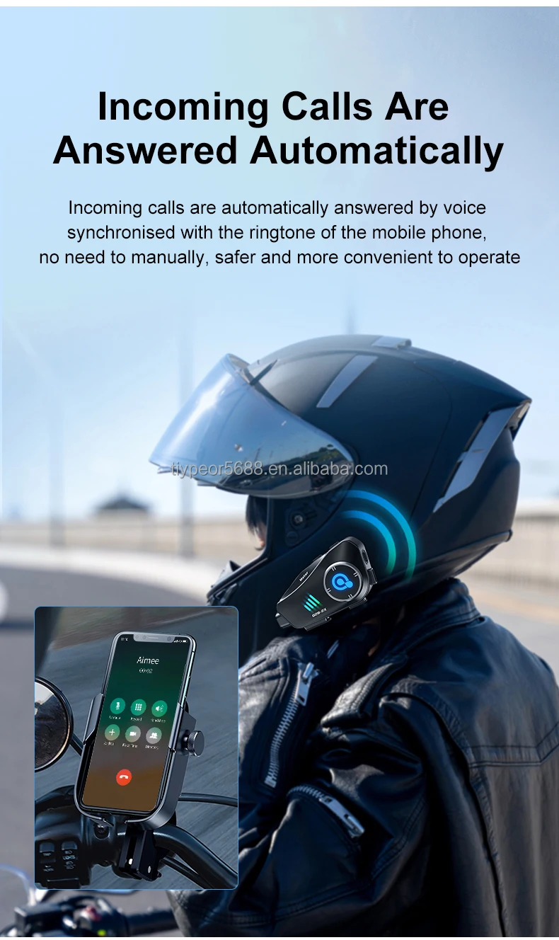 product tiypeor waterproof motorcycle helmet intercom headset auto answer calls with hd recorder camera bt 2 person intercom 1000 meters-8