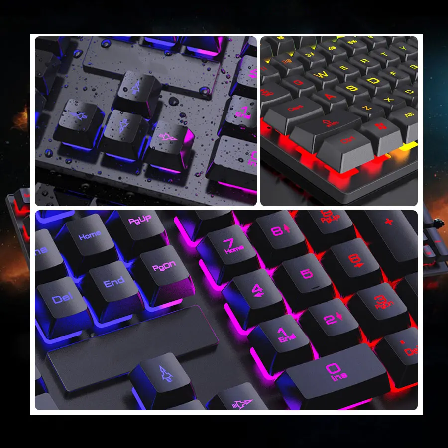 Source Gamer Glowing Rainbow Game Keyboard Mouse Computer