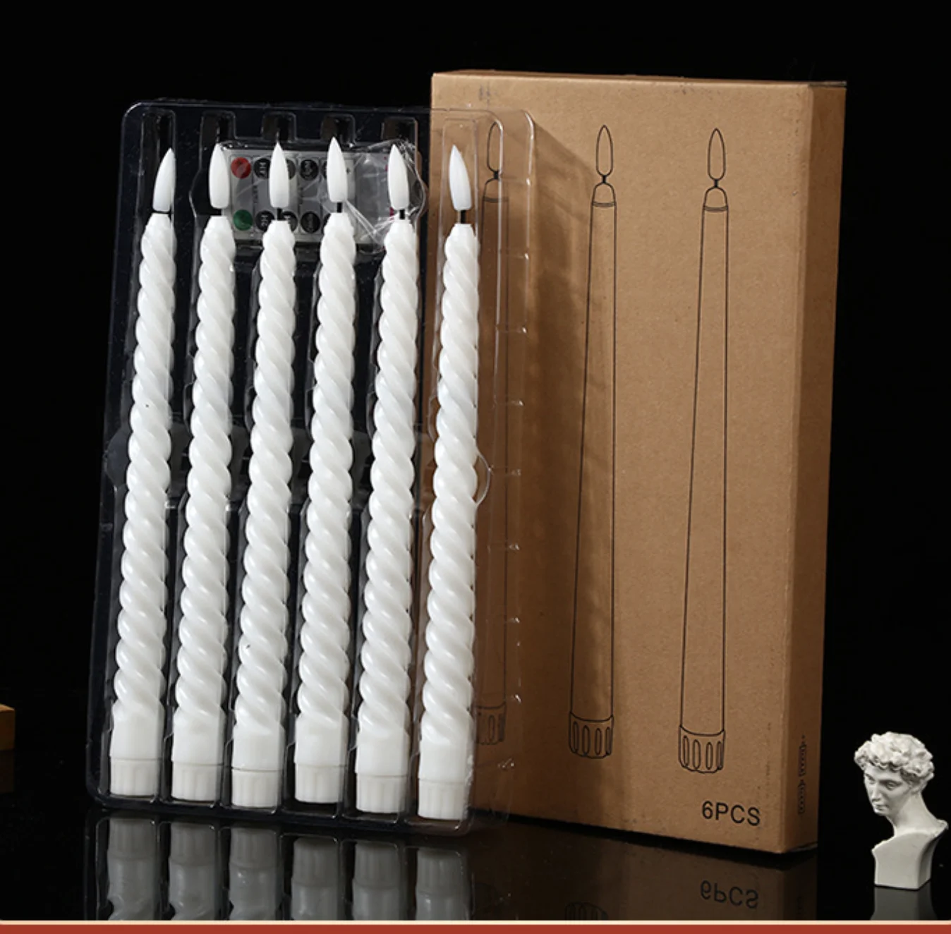 Battery Operated 3D Wick Flickering Like Real Twisted Led Taper Wax Candles for Christmas Wedding Decor