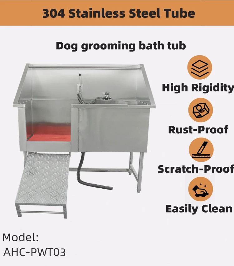 Pet Care Stainless Steel Dog Grooming Shower Tub Bathtub Bathing