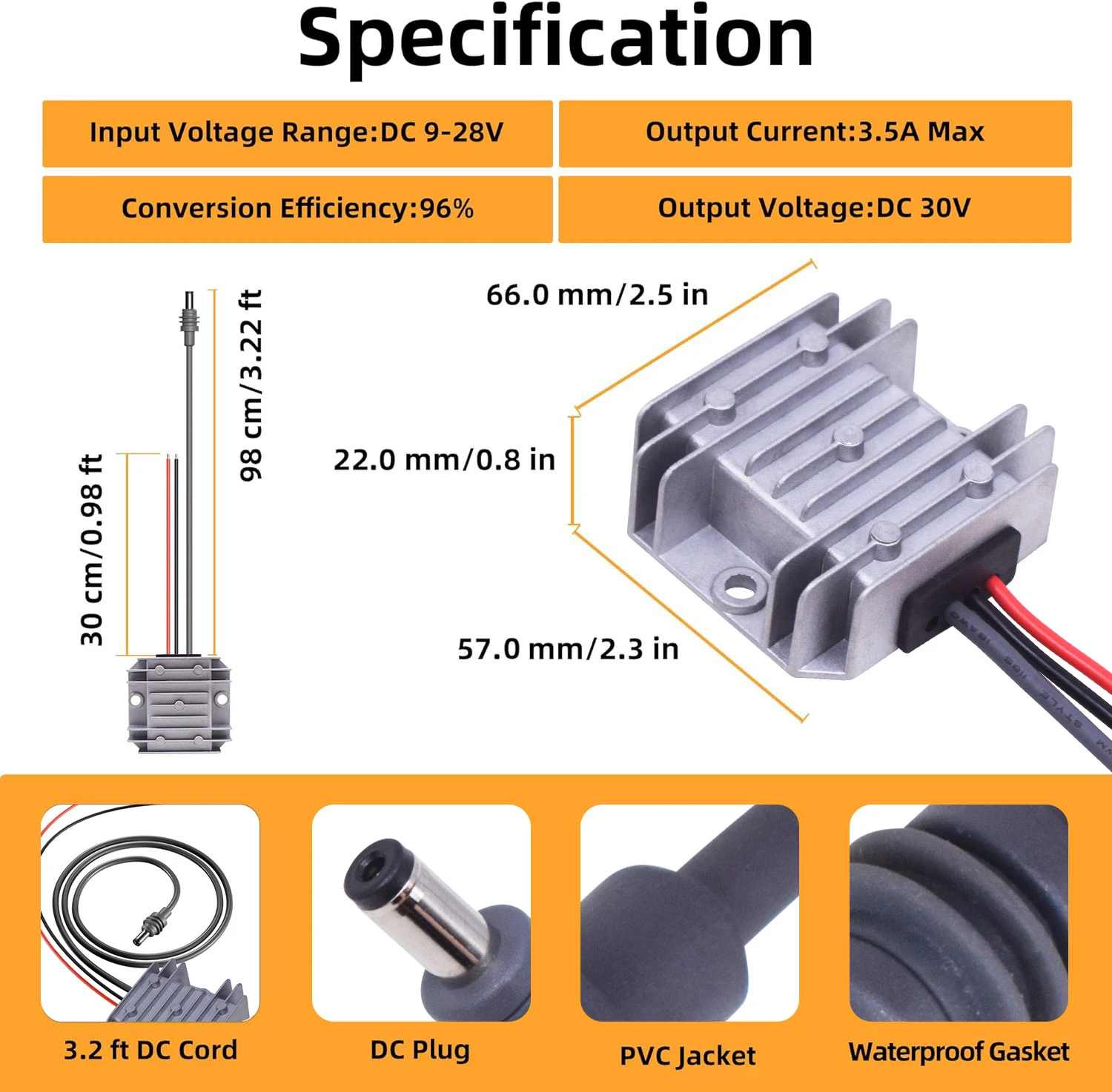 Convertitore Step-Up 12V/24V A 30V Per Starlink Mini | Boost Da 9V-28V A 30V/3.5A, Impermeabile, Con Fusibile Per Camper E Auto