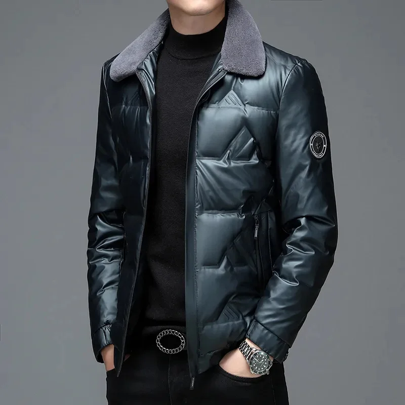 Men's Down Jacket Warm Parka With Fur Collar For Winter Style_voghion.com