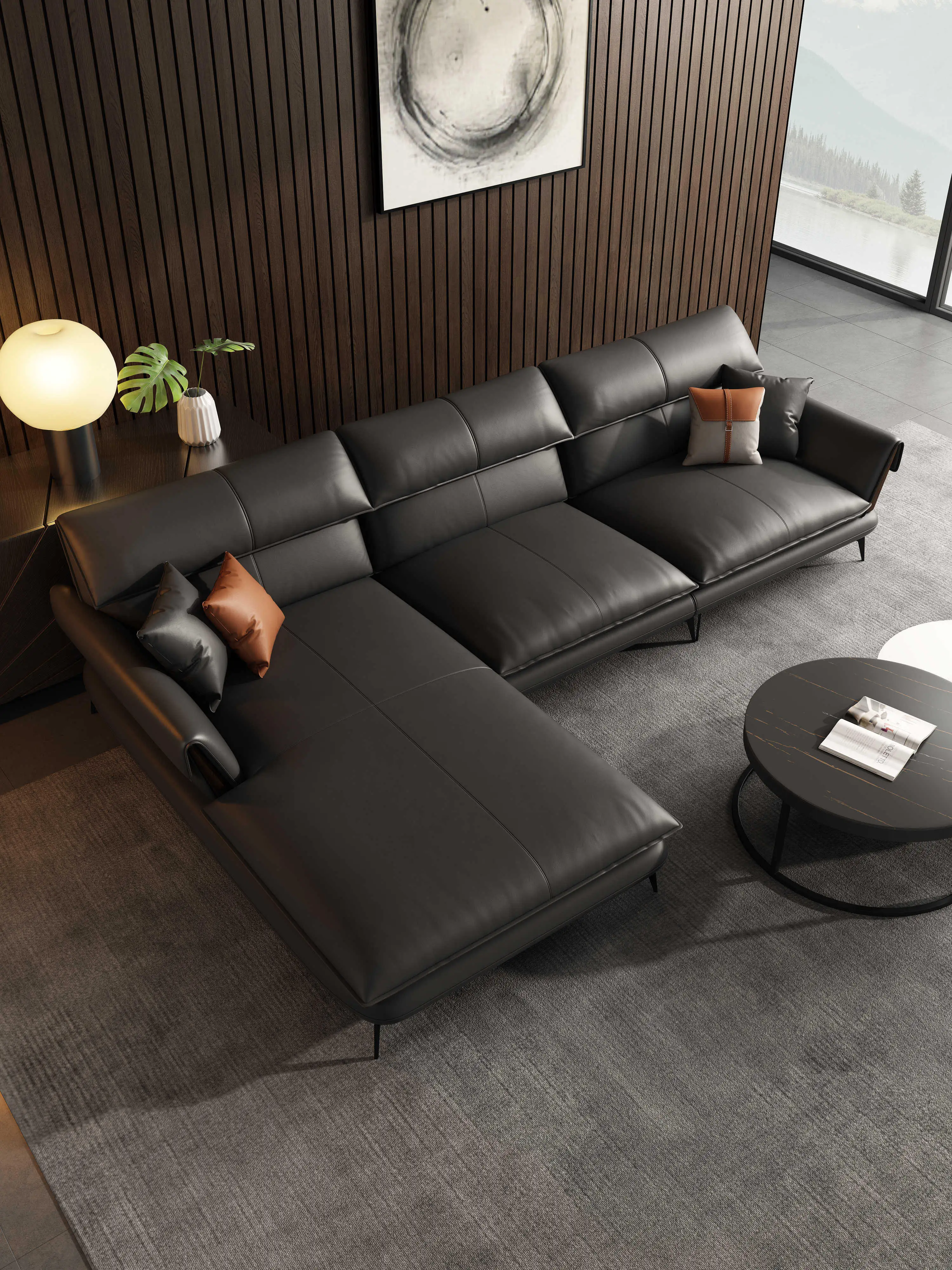 Wholesale Italian Leather Sofa Set for Modern Living Rooms