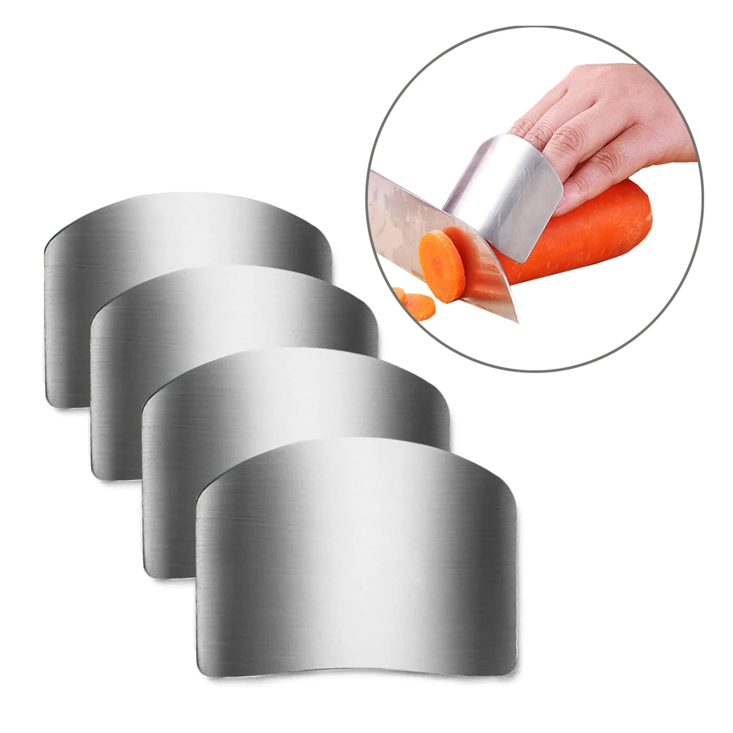 4pcs Stainless Steel For Cutting Vegetables Finger Guard Safe Slice