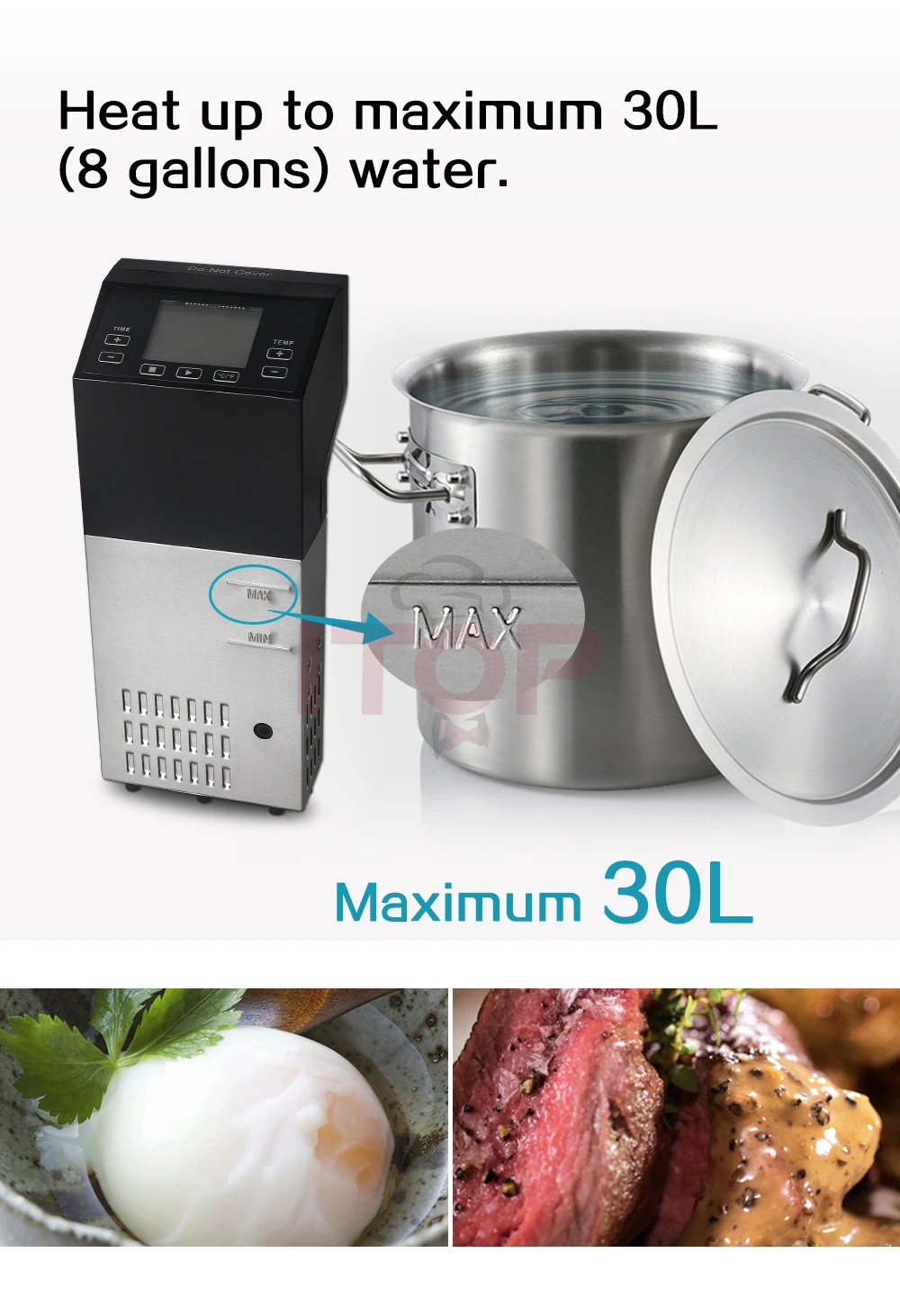 Commercial Immersion Circulator Head Slow Cook Machine Sous Vide 30l Digital Control System Low