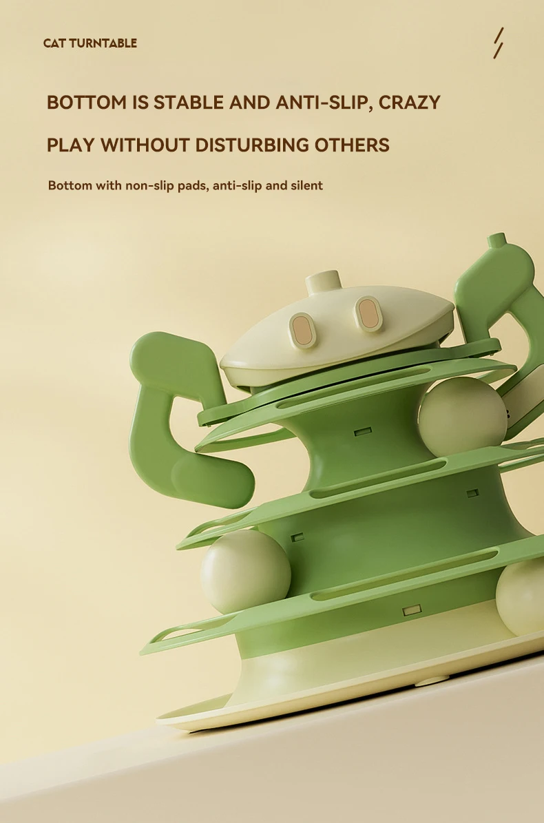 New Cat Turntable Missing Food Rocker Wind Car Feather Tease Cat Stick Four-story Cat Tower Track Play Plate Pet Toy details
