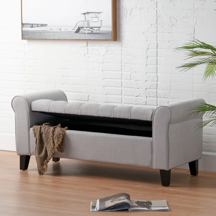 Tunuo Basics Upholstered Storage Rectangular Ottoman And Entryway Bench