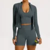 Dark grey coat+bra+shorts