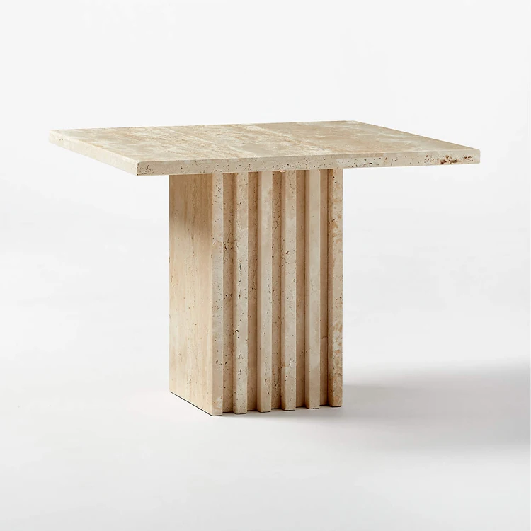 Distinct Stone Tables Carved Base on Sale Italian Marble Table Top Pedestal Limestone Roman Travertine Stone Coffee Table