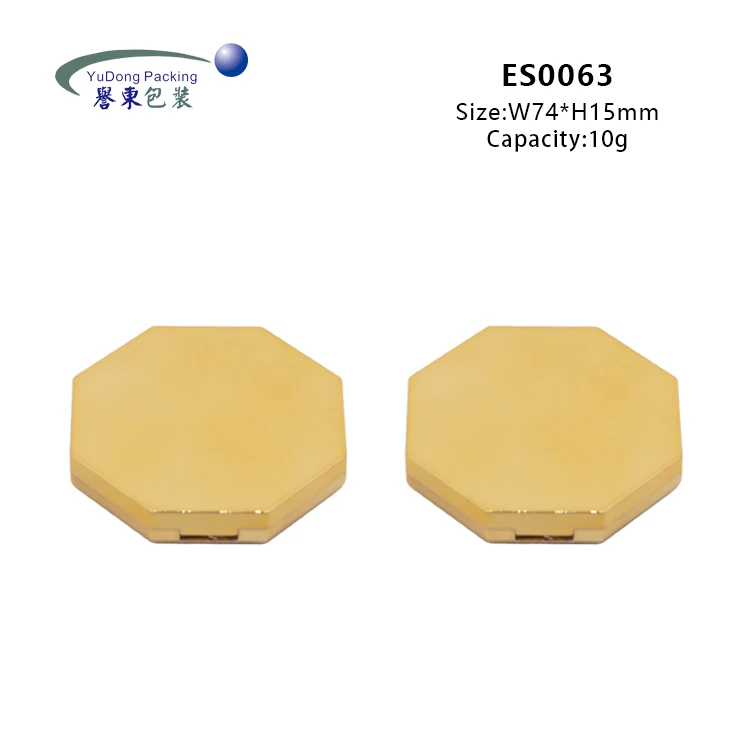Custom Octagon Shape Gold Empty Blush Compact Powder case Blush Container Blush Packaging