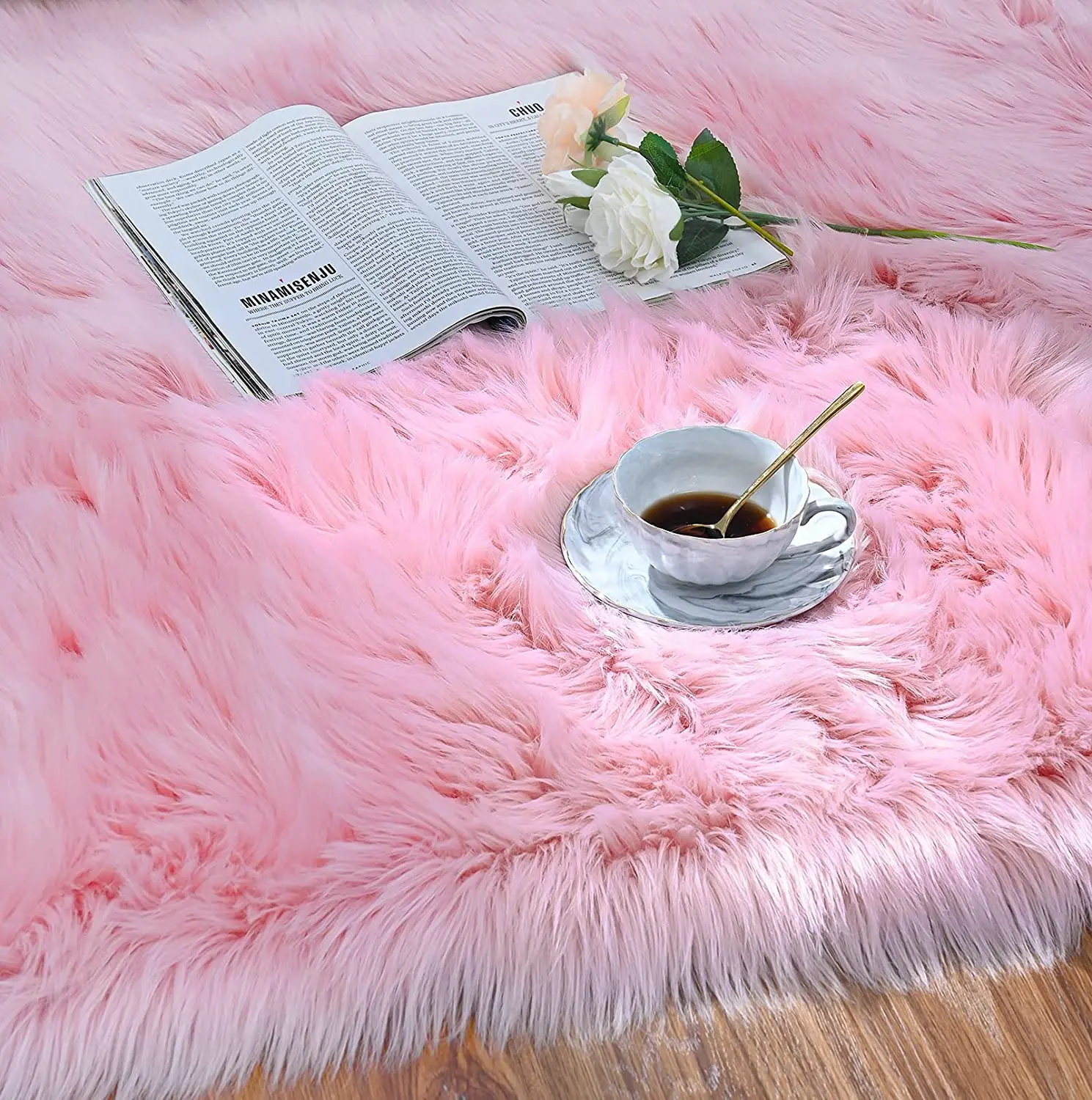 Soft Faux Fur Fluffy Area Rug And Luxury Fuzzy Sheepskin Carpet Rugs For Bedroom Living Room