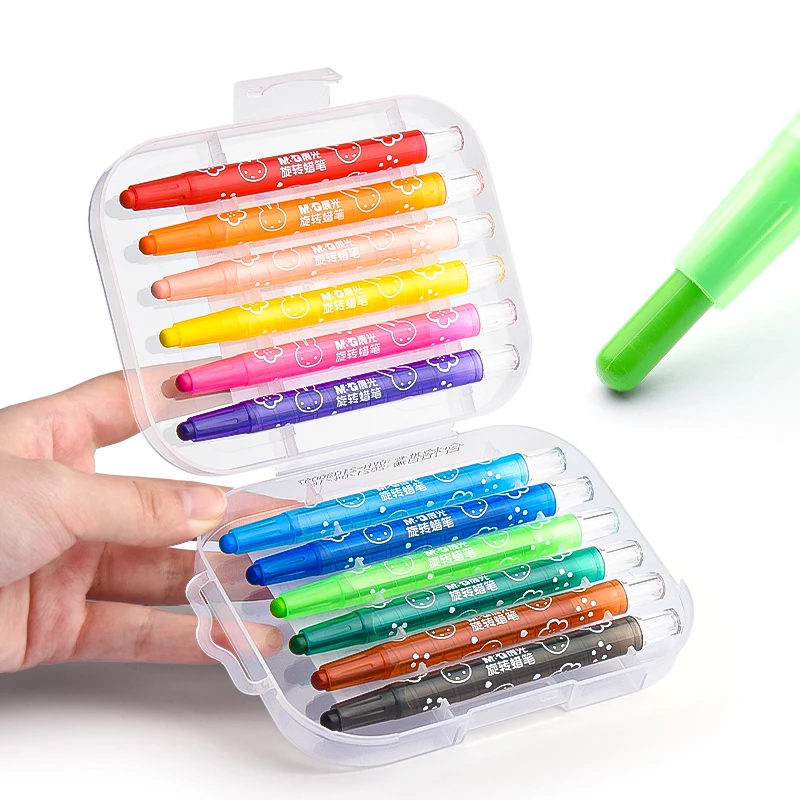 M & G 12 цветов вращающийся мультяшный восковой карандаш милый круглый узор для детского рисования парафиновый воск