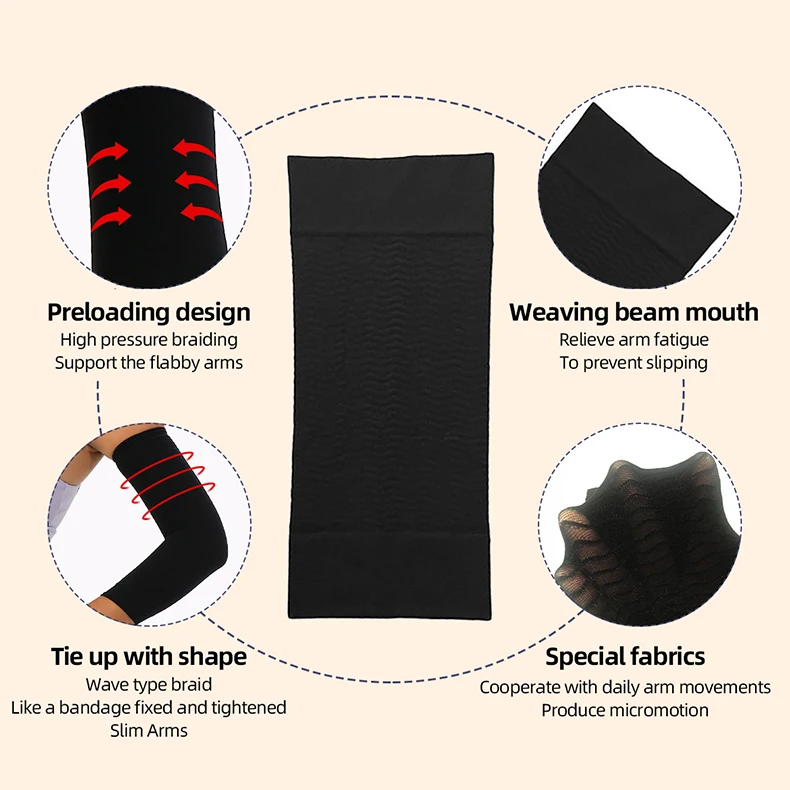 1 Pair Slimming Arm Sleeves Elastic Compression Arm Shapers Sport