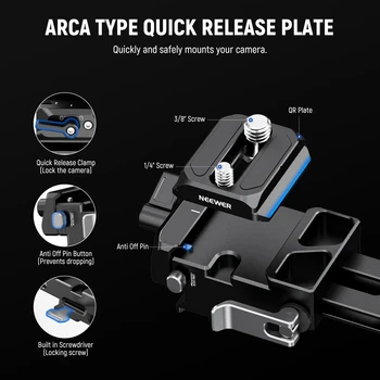 NEEWER PS013 Foldable V Mount Battery Plate with Arca Type QR Plate for PD Quick Release Plate RS3 Pro Gimbal & Tripod detail image
