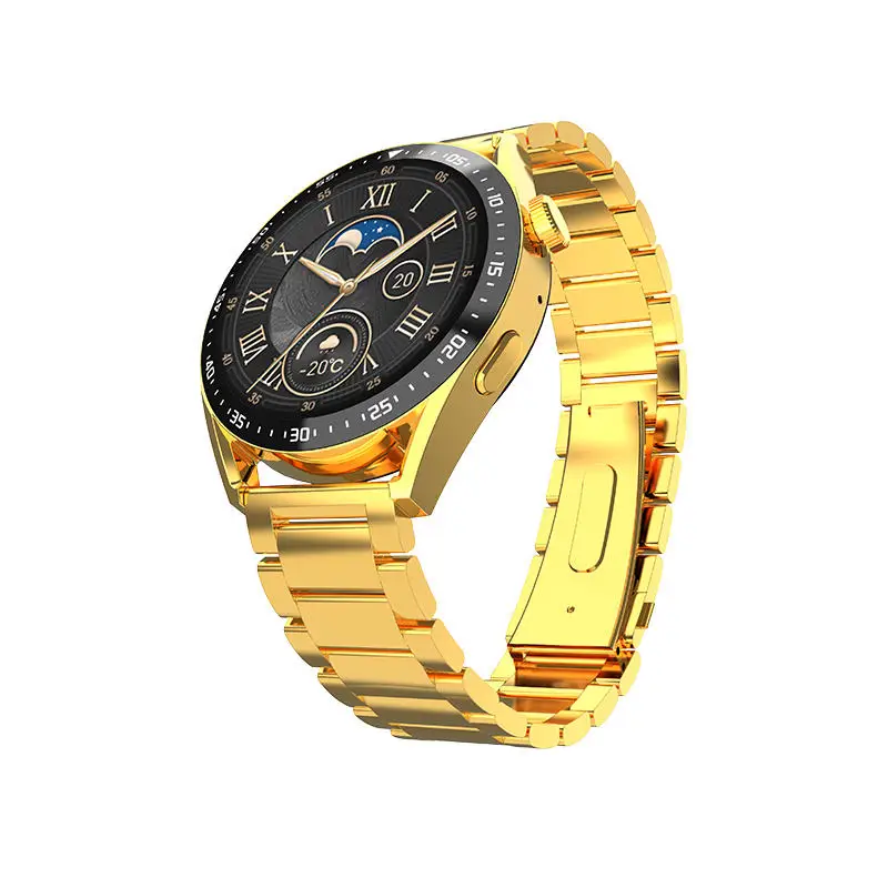 Js5 Pro New Golden Smartwatch Men Nfc Stainless Steel Strap 1.52" Hd