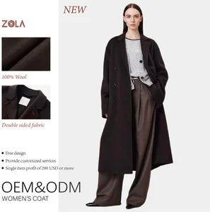 Handmade Double Sided Woolen Coat Eco-Friendly 100% Wool Fashion-Designed Double Breasted Winter Casual Long Button Decoration