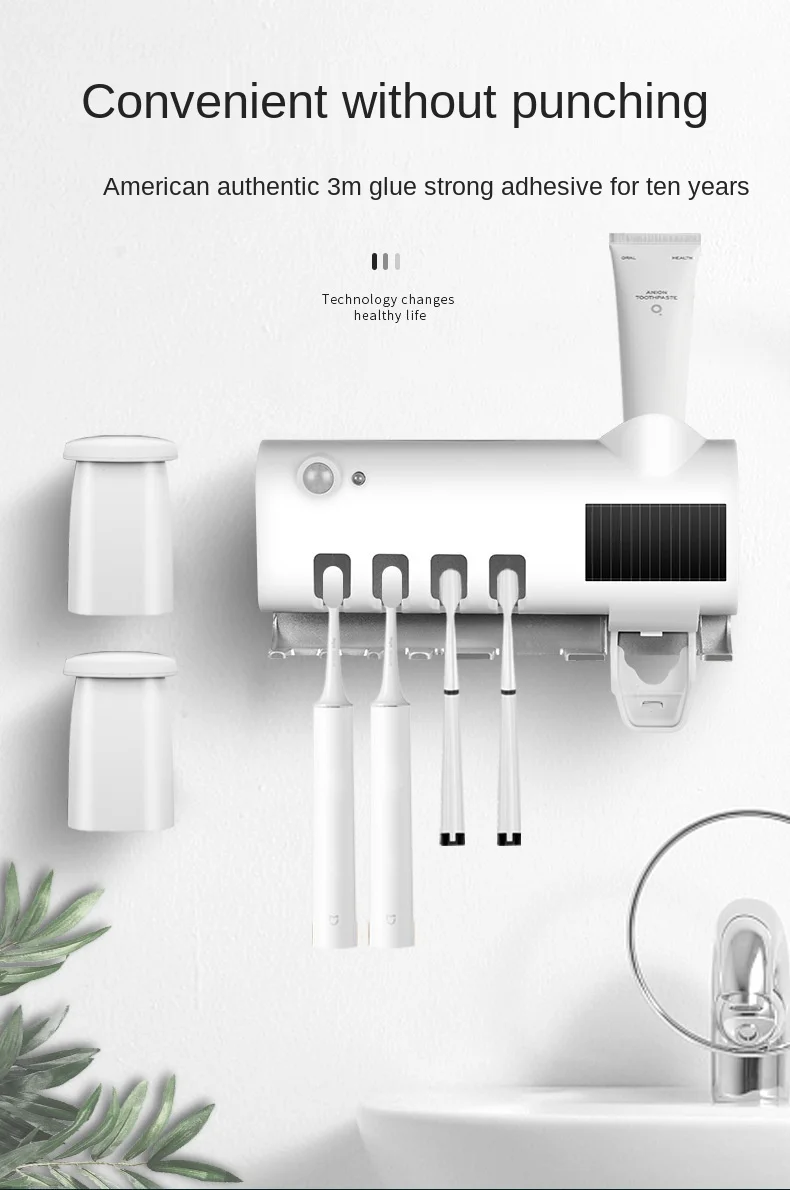 Bathroom Set 3 in 1 UV Light Ultraviolet Toothbrush Sterilizer Toothbrush Holder box Automatic Toothpaste Squeezers Dispenser