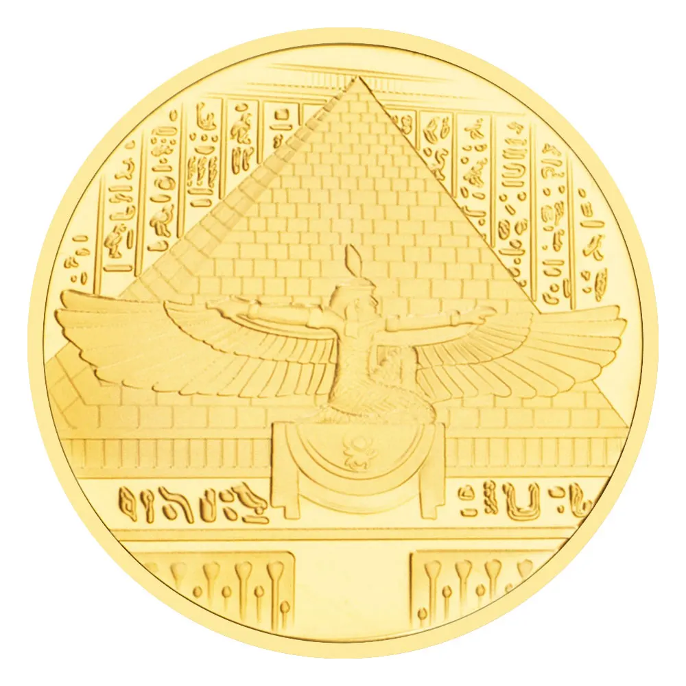 Tutankhamun Pharaoh of Ancient Egypt Commemorative Coin Custom Metal Souvenir with Gold Plating Creative Gift with Logo Print