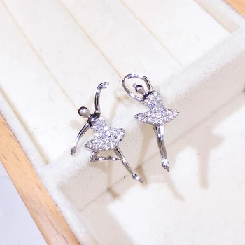 New Design Fashion Jewelry Wholesale Price KYED0263 CZ Earrings Ballet girl Shape 3A Zircon Earrings for Women