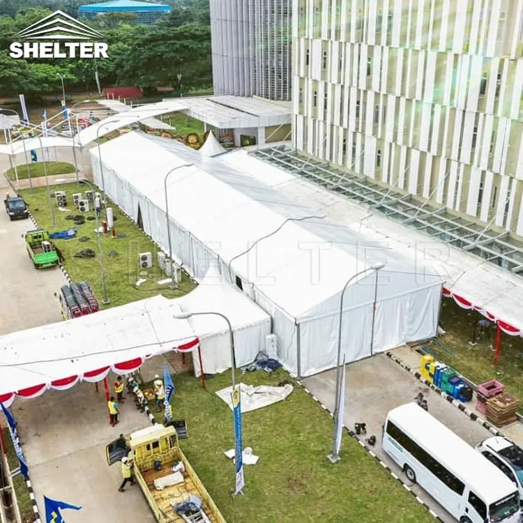 Shelter-structure Project in Indonesia 15x60m White Marquee Tent 15x40m 15x30m Transparent Tenda Roder Large Event Wedding Tent