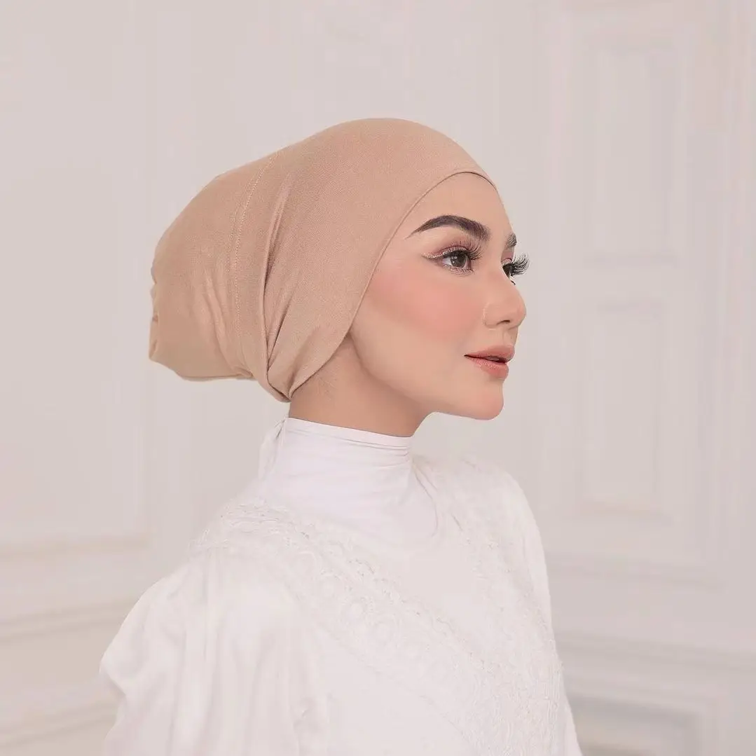 2026 High Quality Modal Inner Cotton Jersey Cap Material Hijab Under Scarf Bamboo Tube Muslim Inner Hijab Cap