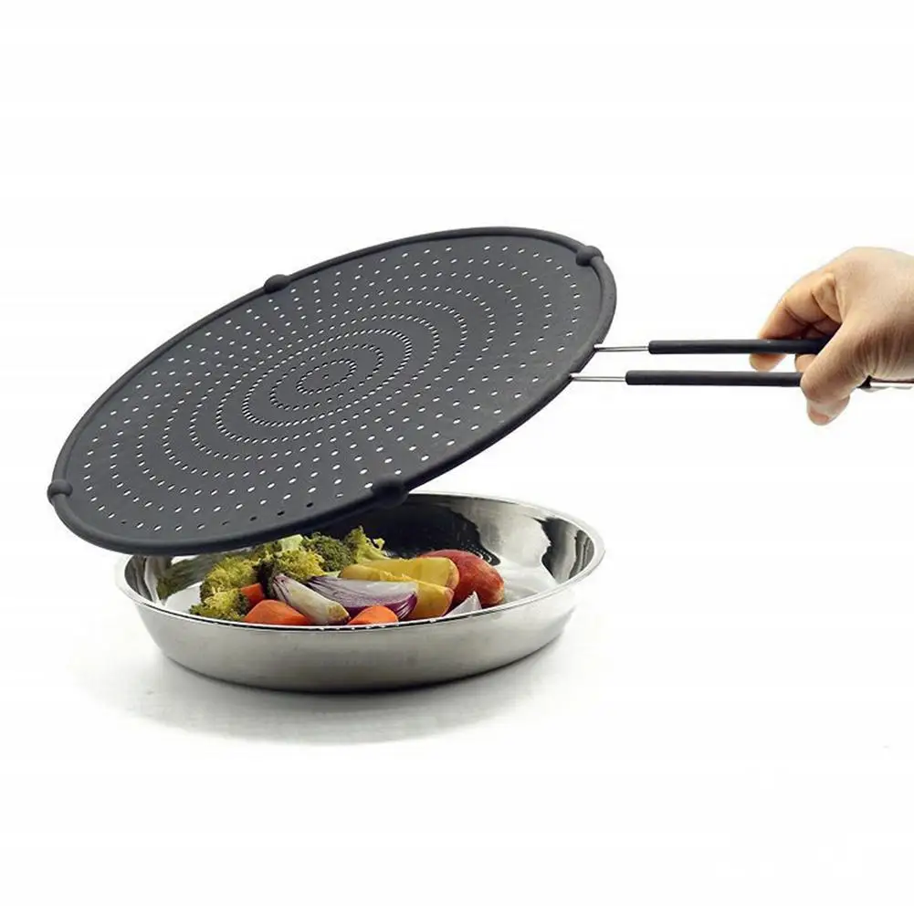 Multi-Use Heat Resistant Food Safe Frying Pan Hot Cooking Splash Grease Guard Drain Board Silicone Oil Splatter Screen