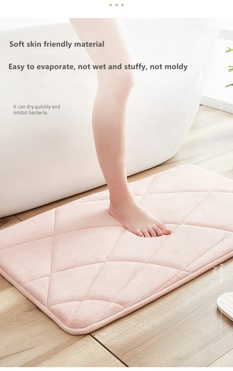 Factory Wholesale Customised Coral Velvet Anti Slip Environmental Protection Bath Mat Memory Foam Bathroom Mat factory