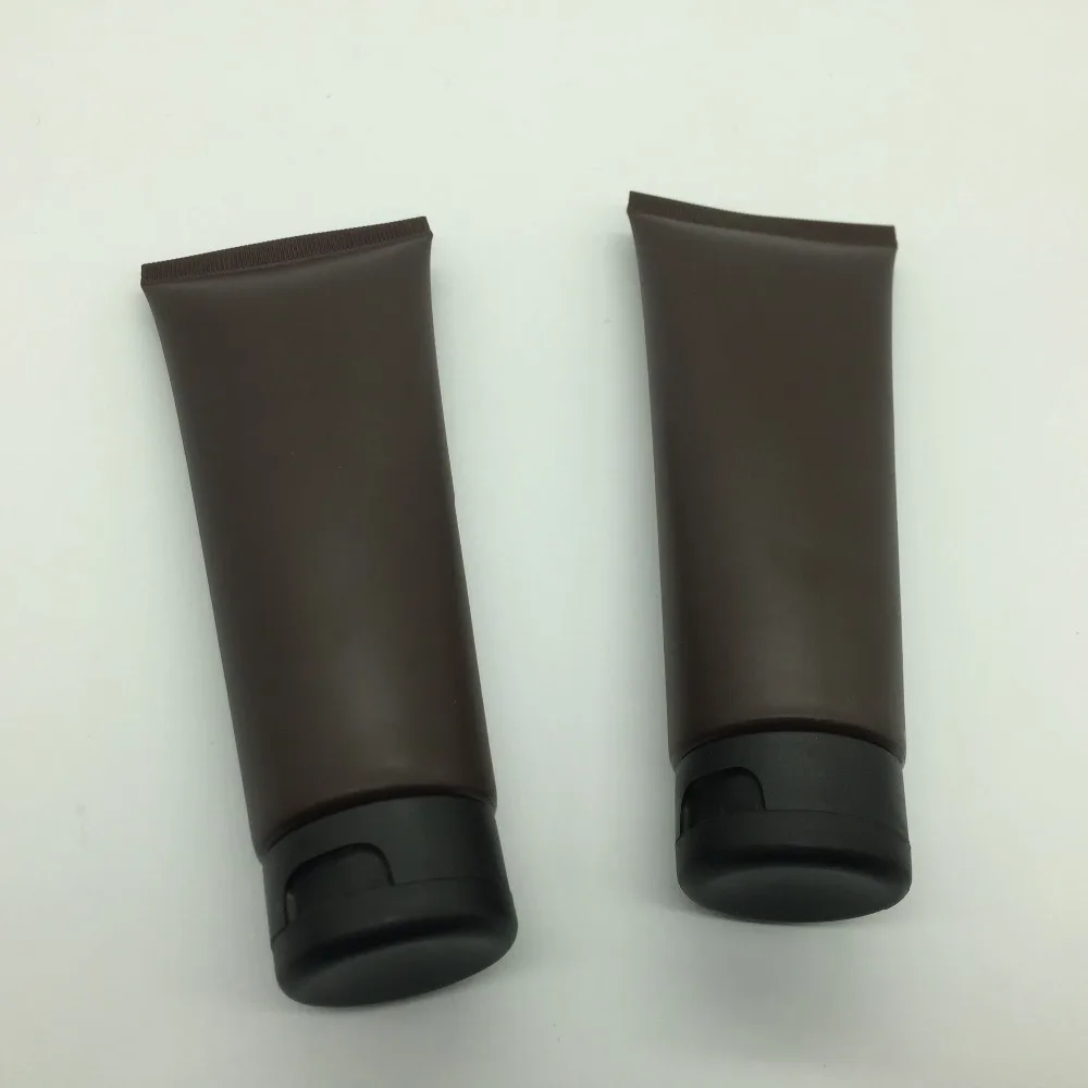 50ml 100ml 150ml PE Plastic Matt Shiny Brown Matt Brown White Cream Soft Tube Cleanser Tube Hand Lotion Tube with Black Flip Lid