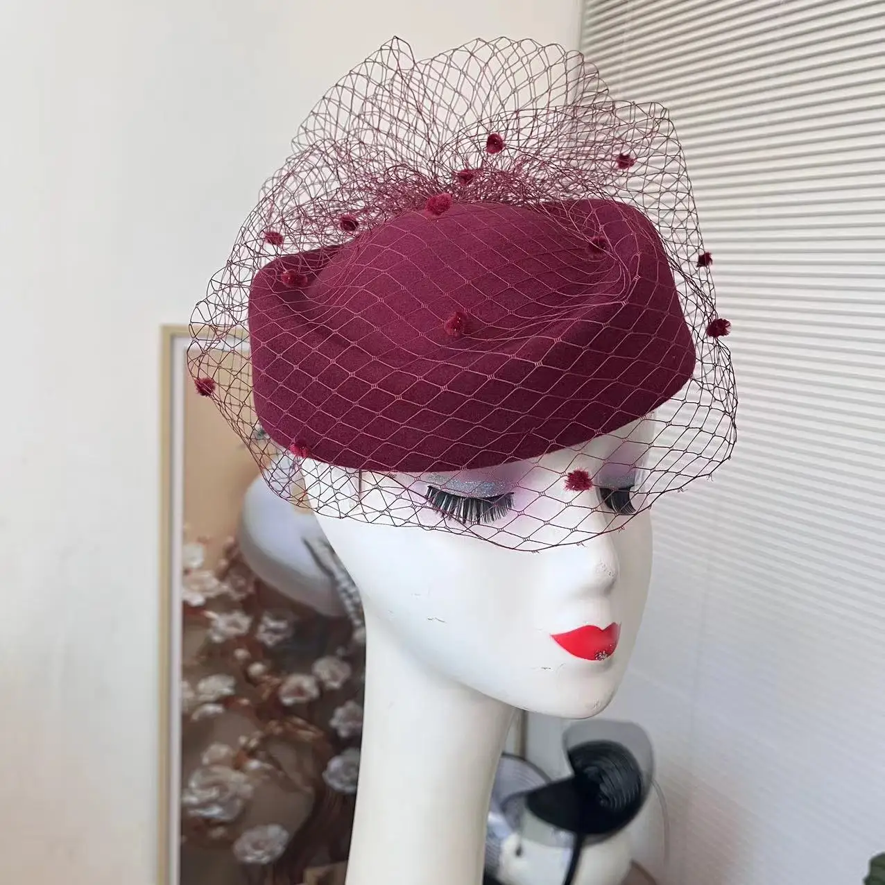 Fashion Small Top Hats for Women Elegant Millinery Beret 