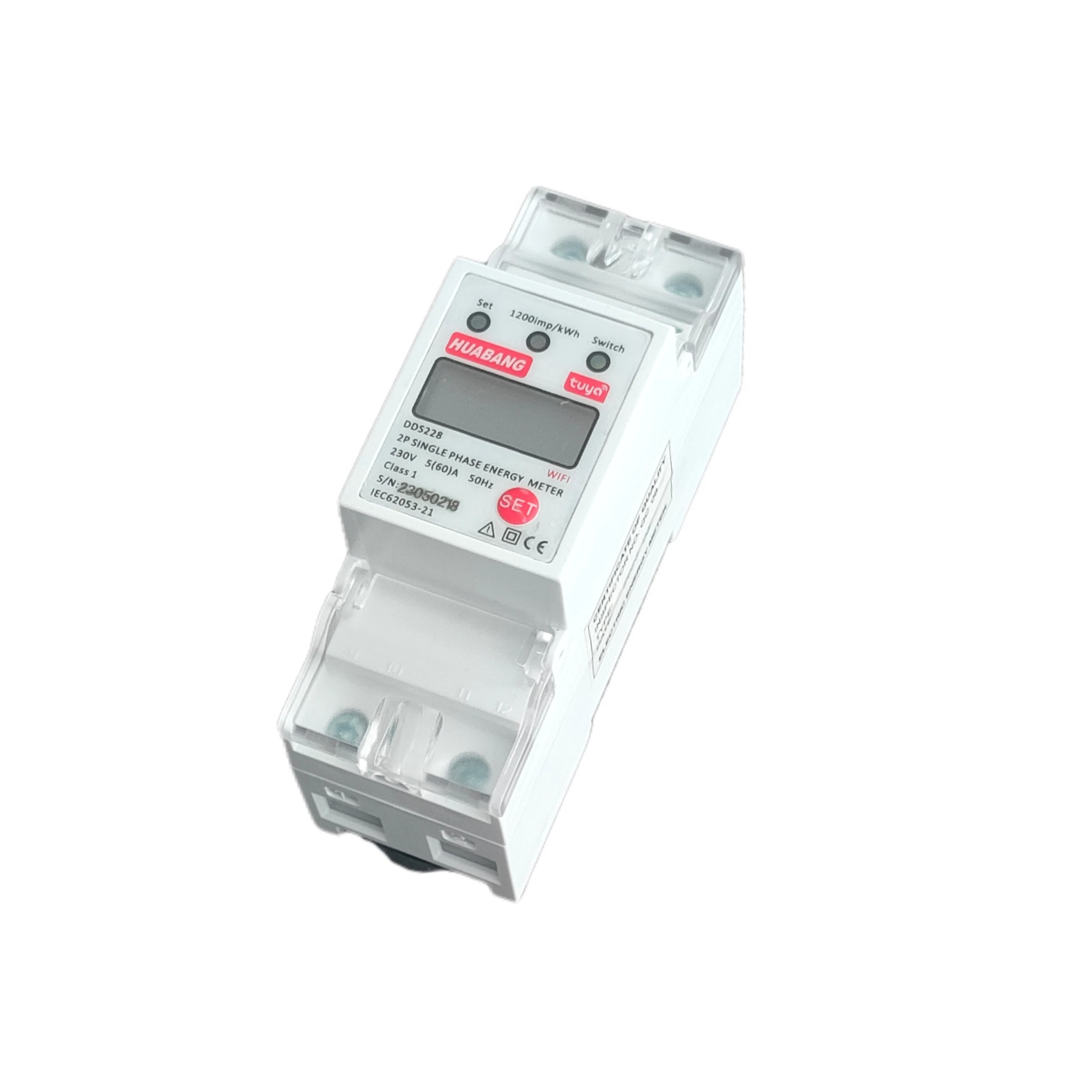 TUYA 2p Single Phase Energy Meter Wifi Electricity Meter Din Rail Remote Control Inside Relay Max Current 60A Wifi Meter